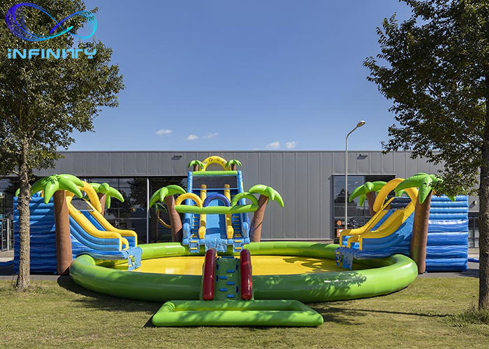 Wholesale Outdoor Funny Inflatable maga jungle Water Park Bouncer Slide with water pool For Sale from china suppliers