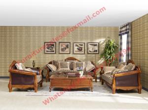 Wholesale European Country Style Classic Solid Wooden Sofa Made by Italy Leather and Fabric Sofa Set from china suppliers