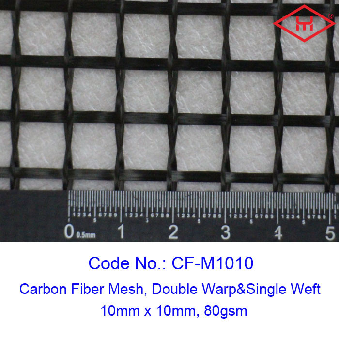 China 10MM X 10MM Carbon Fiber Reinforcement Mesh Fabric 80gsm For Construction on sale