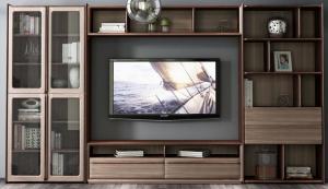 Wholesale 2017 New Walnut Wood Furniture Design Living room Combined TV Wall Units by Tall Cabinets and Floor stand & Hang Racks from china suppliers