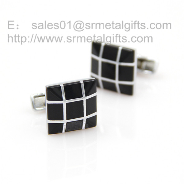 Wholesale Genuine Mother of Pearl and silver plaid cufflinks, MOP inlay in the silver frame, from china suppliers