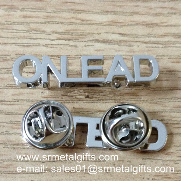 Wholesale Monogram lettering silver emblem pins, metal monogram lapel pins, from china suppliers