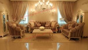 Wholesale High End Romantic Sofa set made by Solid Wooden Frame with Leather and Fabric Cushion from china suppliers