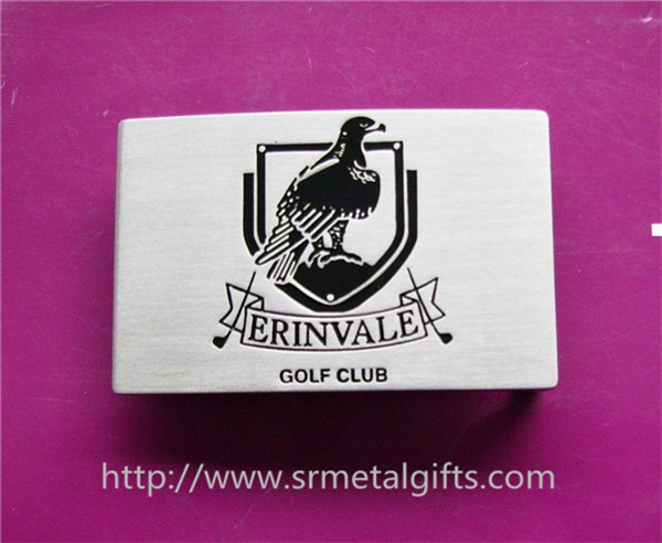 Wholesale custom golf club gift metal belt buckle, brush nickel engraved logo flat belt buckle, from china suppliers