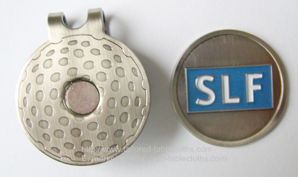 Wholesale Brush nickel metal golf hat clip and ball marker, engraved enamel metal golf cap clip, from china suppliers
