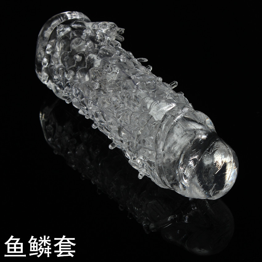 Wholesale 14cm Fish Scales Crystal Male Enhancement Sleeves Extender Condom from china suppliers