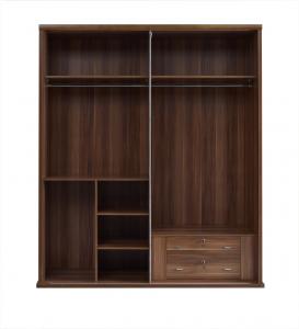 Wholesale Wood Panel Custom In-wall Cloth Wardrobe cabinet with adjustable shelves and trousers rack storage inner drawers in lock from china suppliers