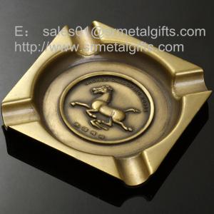 Wholesale Die casted 8 inch alloy square cigar ashtrays, square antique brass metal ash tray, from china suppliers