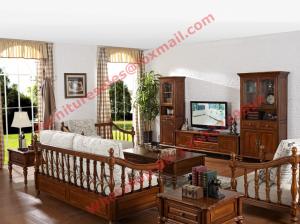 Wholesale Solid Wooden Carving Frame with Fabric Upholstery Sofa Set in Living Room Set from china suppliers