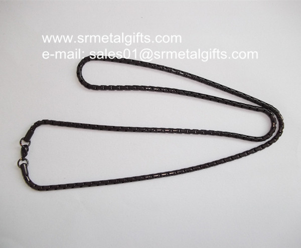 Wholesale Retail black plated stainless steel box chain necklace jewelry from china suppliers