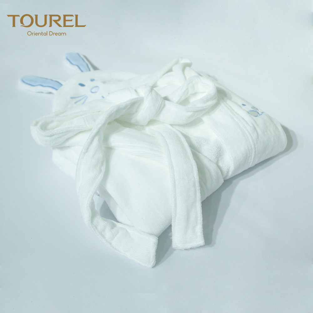 Wholesale 100% Cotton Children'S Bathrobes / White Terry Cloth Robe Shawl Collar With Hat from china suppliers