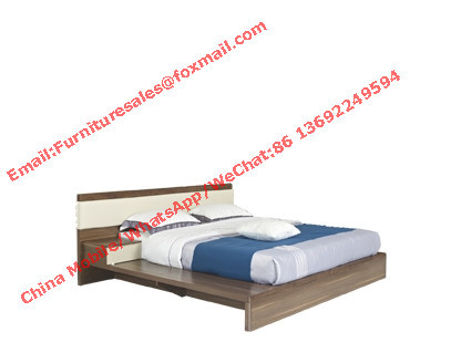 Wholesale Modern design king Bed in melamine MDF board furniture and Leather upholstered headboard from china suppliers