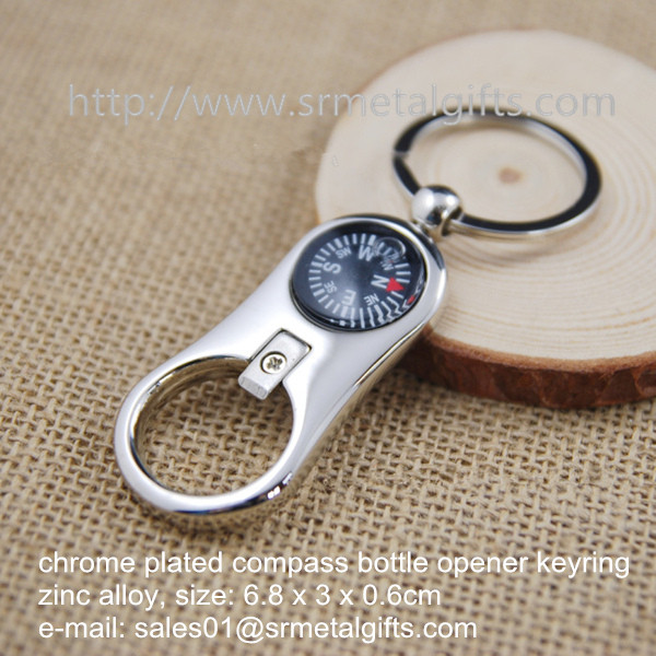 Wholesale Multi-function chrome plated hiking kit compass bottle opener keyring, compass keychain, from china suppliers
