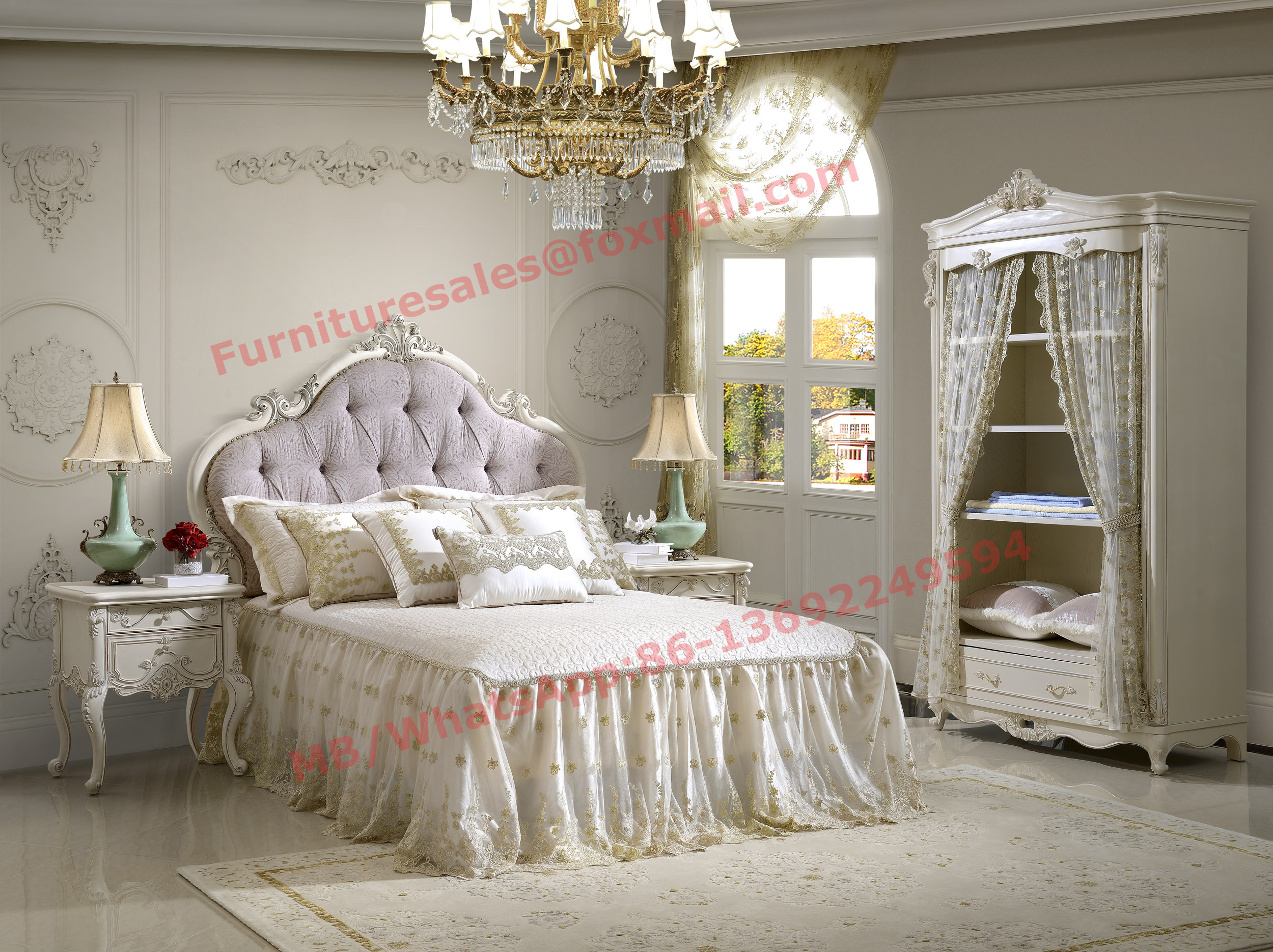 Wholesale Exquisite Design and Workmanship for Lovely Girls Bedroom Furniture set in White Color from china suppliers