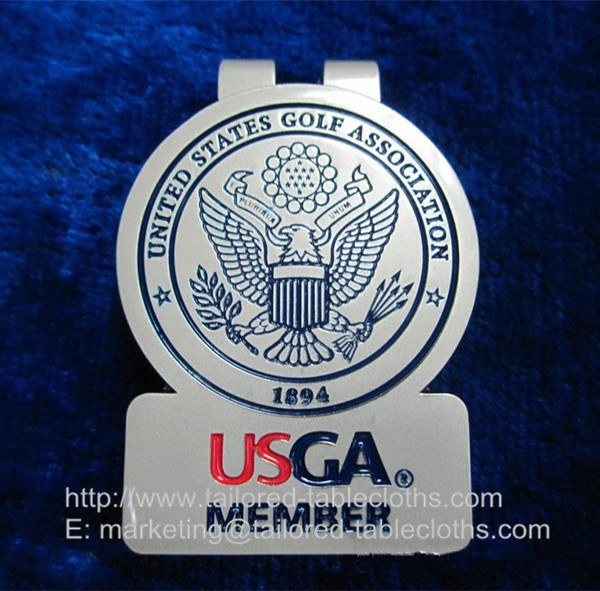 Wholesale Engraved golf club brand logo metal golf hat clips, golf cap clip with engraved color fill from china suppliers