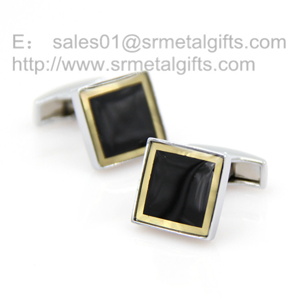 Wholesale Classic gold framed square cufflinks, 16mm square gold framed cufflinks with shell inlay, from china suppliers