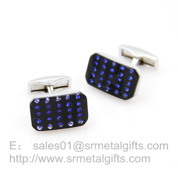Wholesale blue glass stone cufflinks for men gift, Czech stone glass cover cuff links, from china suppliers
