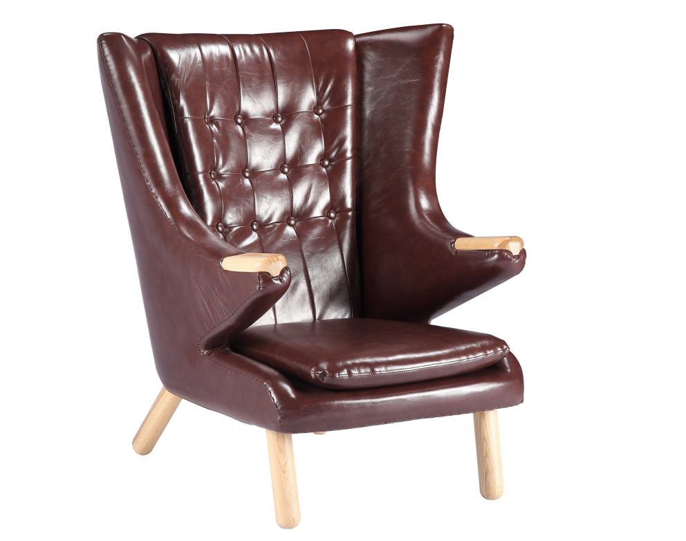 Wholesale Living Room Leather Lounge Chair / Papa Bear Chair Soft Feeling With Ottoman from china suppliers