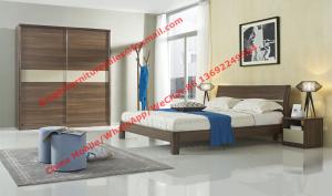Wholesale Wood & Panel furniture in modern deisgn Walnut color by KD bed with Sliding door wardrobe from china suppliers