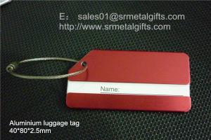 Wholesale Aluminum luggage tag with wire cable loop, brushed aluminium luggage tag, from china suppliers
