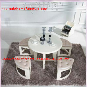 Wholesale White painting Circular Leisure time tea table and upholstery stool from china suppliers