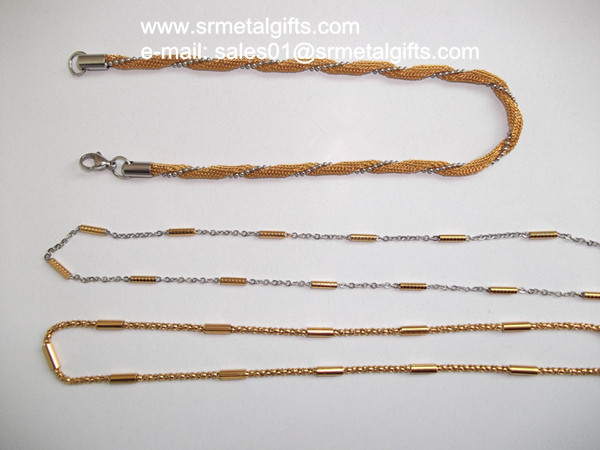 Wholesale Steel two tone mesh chain bracelet and necklace jewelry set from china suppliers
