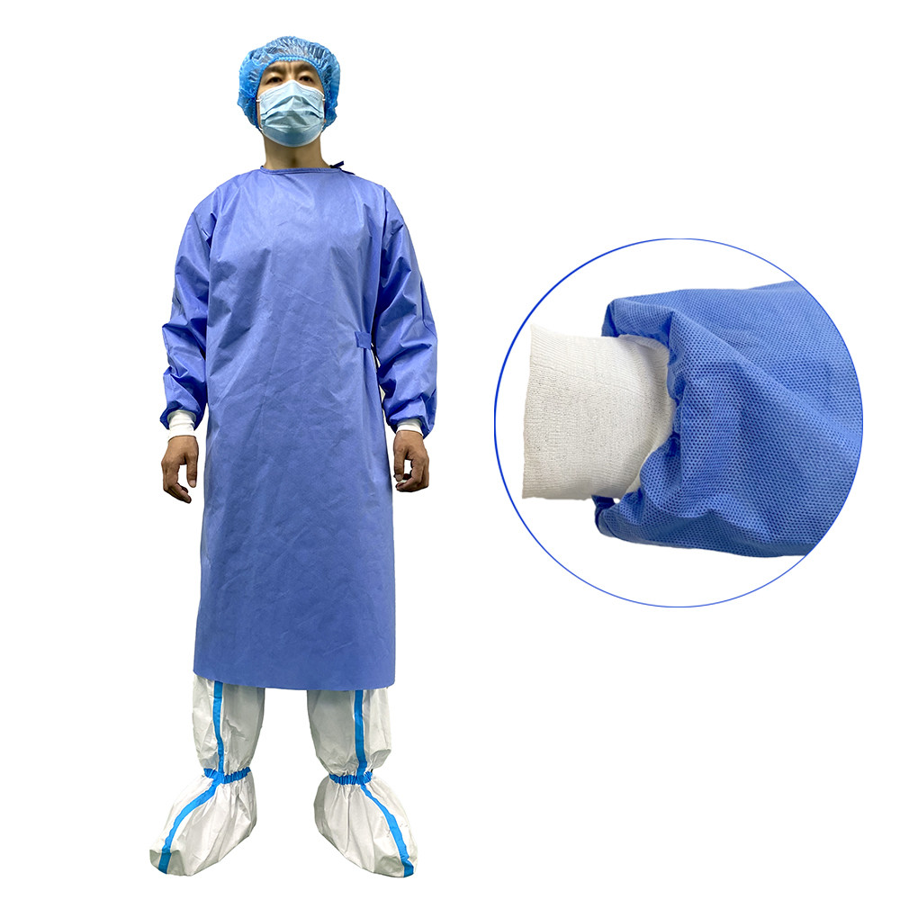 China Non Sterile Disposable Surgical Gown Safety SMS Overall With Knitted Cuff on sale