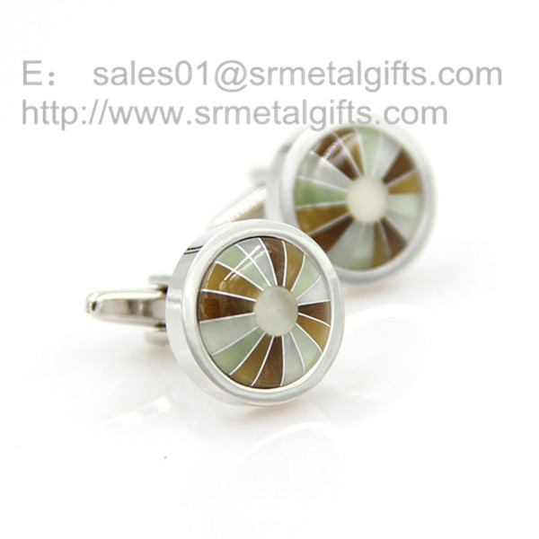 Wholesale 3/4" round mother of pearl cufflinks, 3/4 inch round cufflinks with multi color MOP inlay, from china suppliers