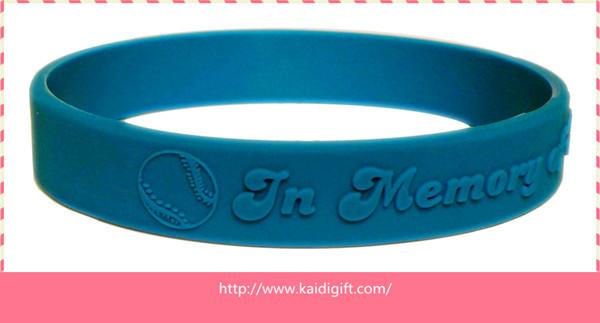 Quality embossed silicone wristband bracelet without color filling for sale