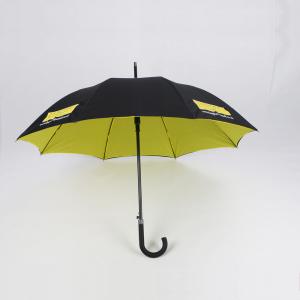 Wholesale Double Layer Curved Handle Umbrella Black And Yellow 190T Pongee Fabric from china suppliers