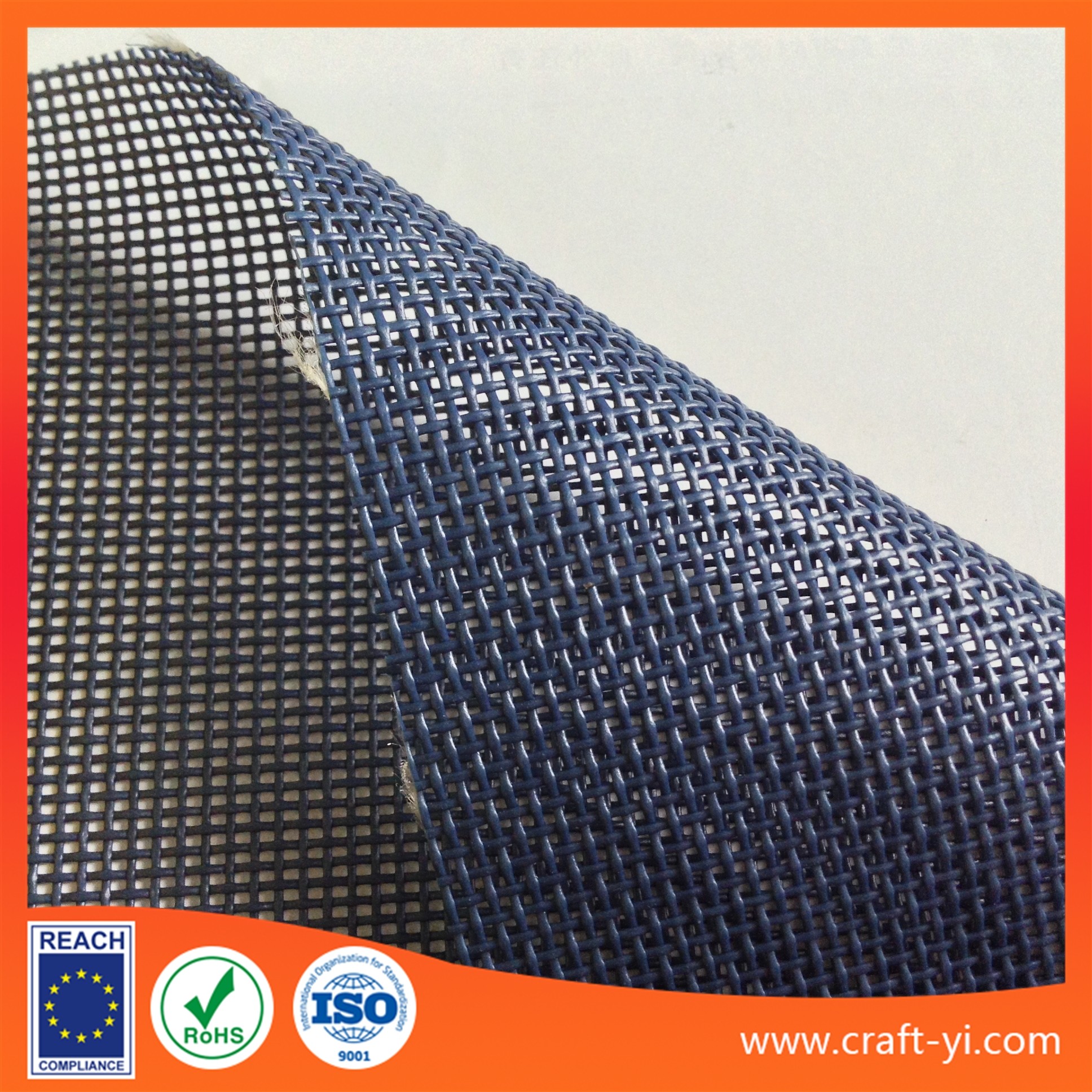 Textilene mesh PVC Coated Polyester fabric dark blue color 1x1 weave Textilene