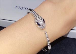 Wholesale Charming 18K Gold Diamond Jewelry , BVL Serpenti Bangle Bracelet With Blue Sapphire Eyes from china suppliers