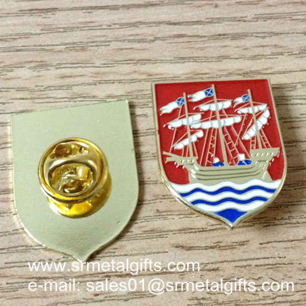 Wholesale Sailing boat enamel lapel pin with color filled, butterfly clasp enamel lapel pins, from china suppliers