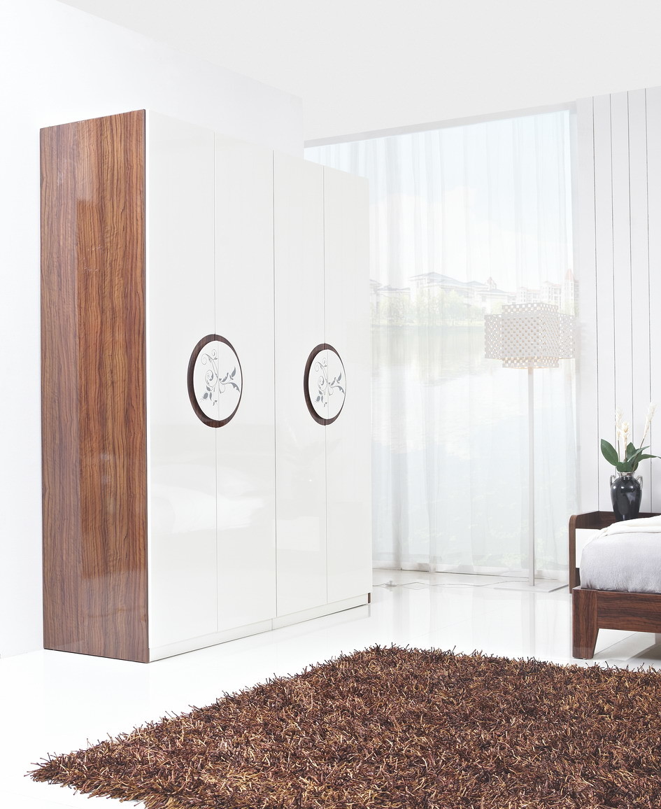 Wholesale New Design Melamine Material Modern bedroom Custom wardrobe in fashion handle with Open door from china suppliers