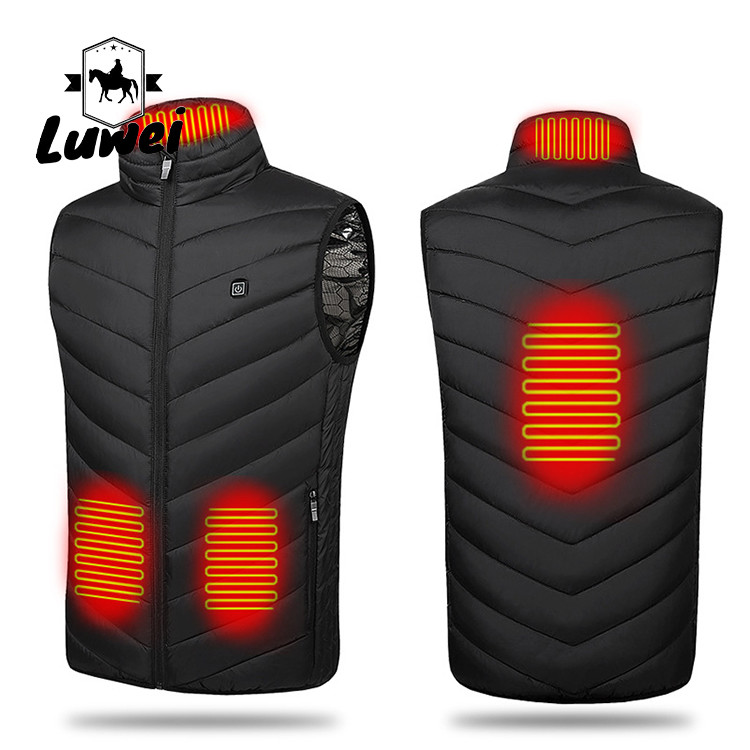 Winter Warm Thermal Rechargeable Usb Heated Full Zip Utility Warmer Padded Quilted Men Vest with Battery Pack