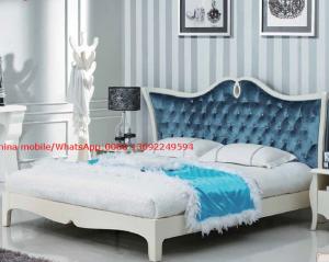Wholesale Neoclassical design Luxury Furniture Fabric Upholstery headboard King Bed with Crystal Pull buckle Decoration from china suppliers