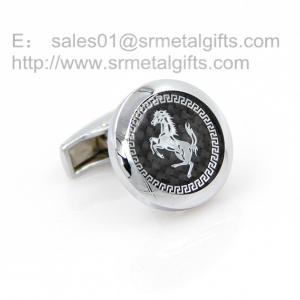Wholesale 20mm round horse image cufflinks with glass top, stocked cuff links for men, from china suppliers