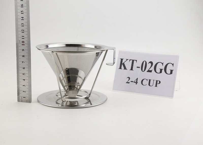 Wholesale Stainless Steel Pour Over Cone Dripper With Separate Stand , Metal Coffee Filter Cone from china suppliers