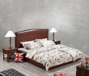 Wholesale Glassic design of Leisure Bedroom Furniture Upholstered Headboard Bed by True Leather with High density Sponge covered from china suppliers