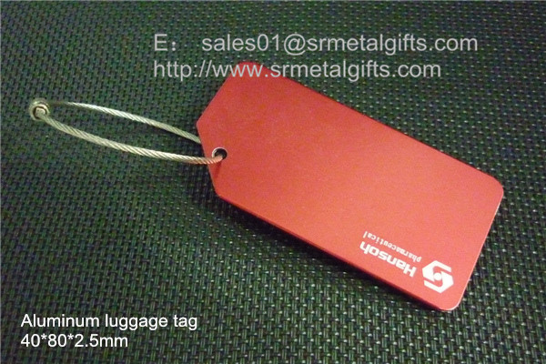 Wholesale Customized imprinted Aluminium luggage tag with wire rope cable loop, from china suppliers