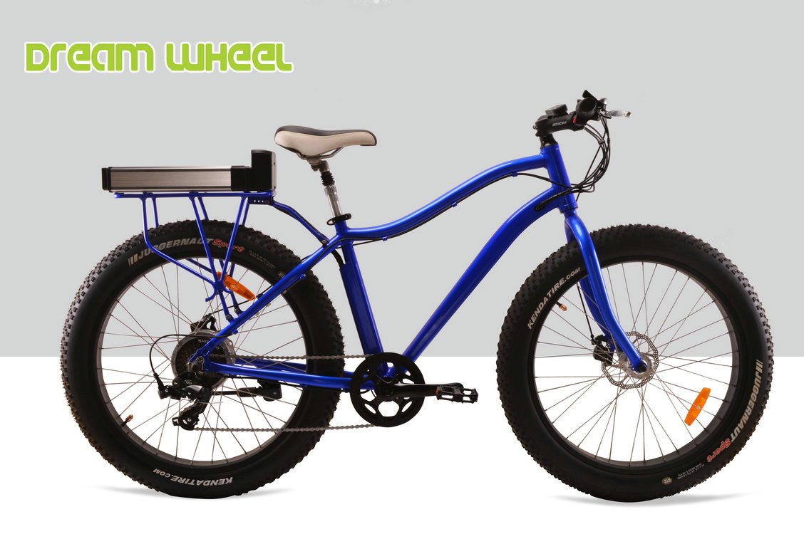 Wholesale Blue Electric Fat Tire Beach Cruiser Bikes Shimano 6 Speed Snow Road from china suppliers