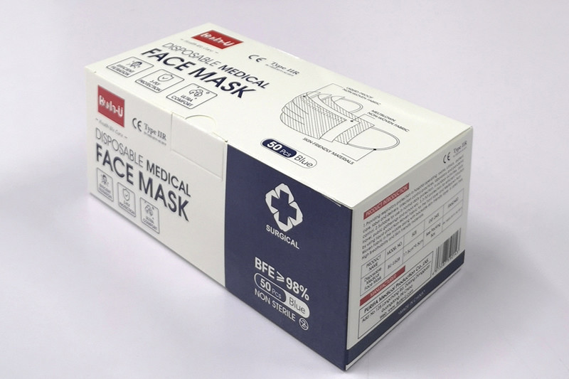 Quality Bule Adult Surgical Nonwoven Face Mask Meltblown Fabric FDA CE Certified for sale