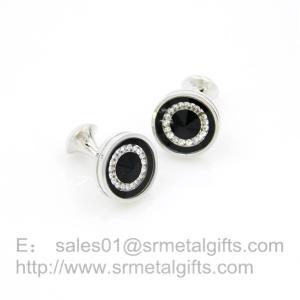 Wholesale Silver rhinestone wedge cufflinks with mushroom back closure, in stock, from china suppliers