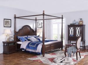 Wholesale Palatial Villa House Bedroom Furniture set Classic Wooden King size Bed with Grand Night table with Decoration display from china suppliers