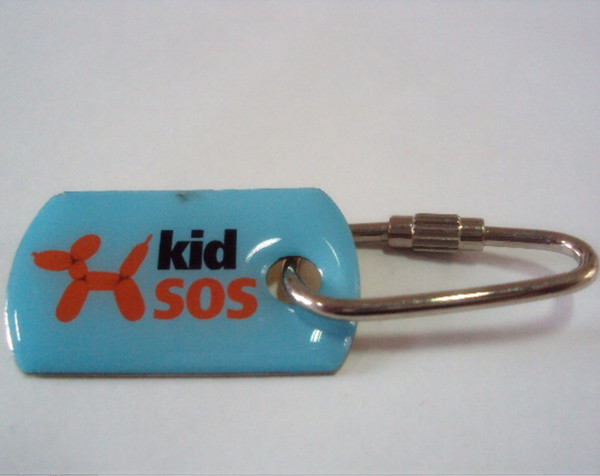 Wholesale custom Kid SOS tag holder chain, zinc alloy, MOQ 300pcs, metal kid's SOS tag ring holder, from china suppliers