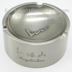 Wholesale Brush metal 8 inch cigarette ashtray, personalized round steel engraved ash tray, from china suppliers