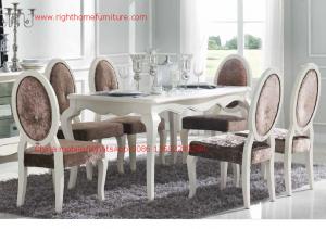 Wholesale Ivory Neoclassical Dining Room Furniture collection by rubber wood with Glass or Marble table top from china suppliers