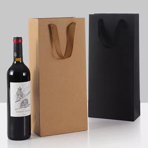 Wholesale Cmyk Printed Paper Carrier Bags 11*35*9cm Kraft Wine Bottle Bags from china suppliers