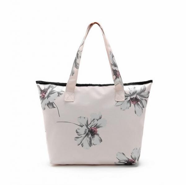 Flowers 12 OZ Canvas Locking Bank Bag , One Shoulder Zipper Shopping Bag of item 104202641