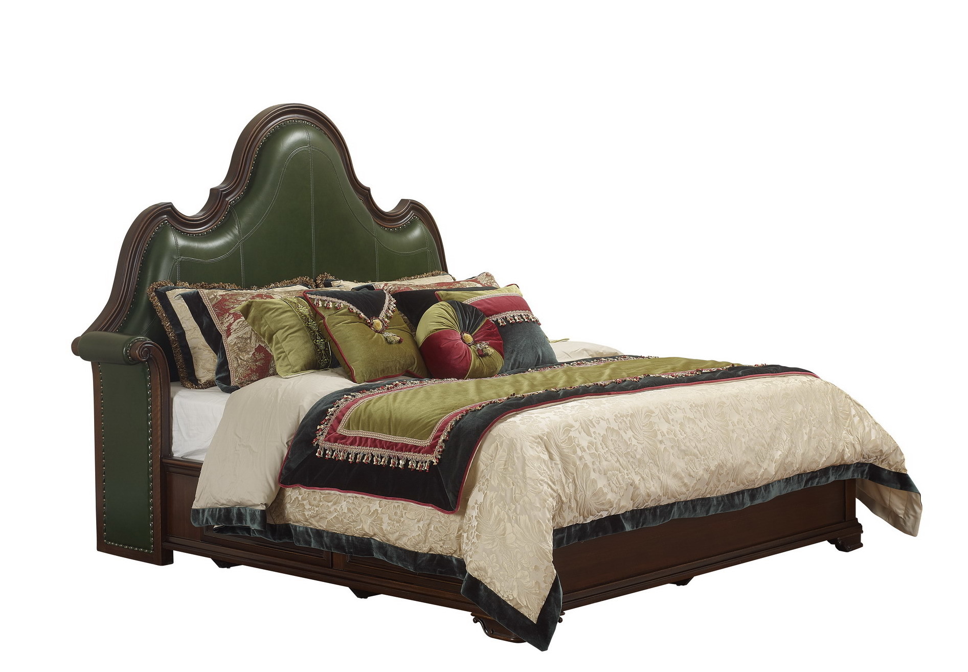 Wholesale Solid Wood Bedroom set American style BT-2901 Real leather Upholstered headboard Classic king size bed with Nightstand from china suppliers
